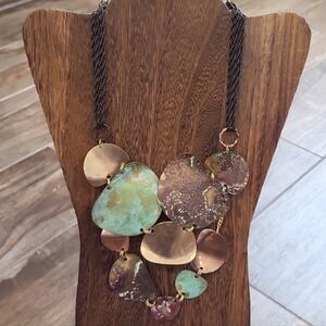 Mixed Metal Patina Art Statement Necklace